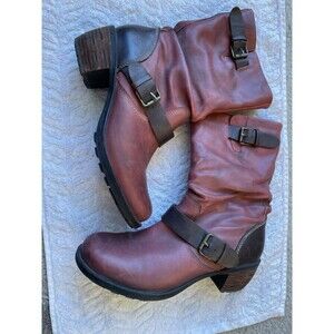 Anesha Pinecone Blue And Brown Leather Calf Boots Women’s size 39
